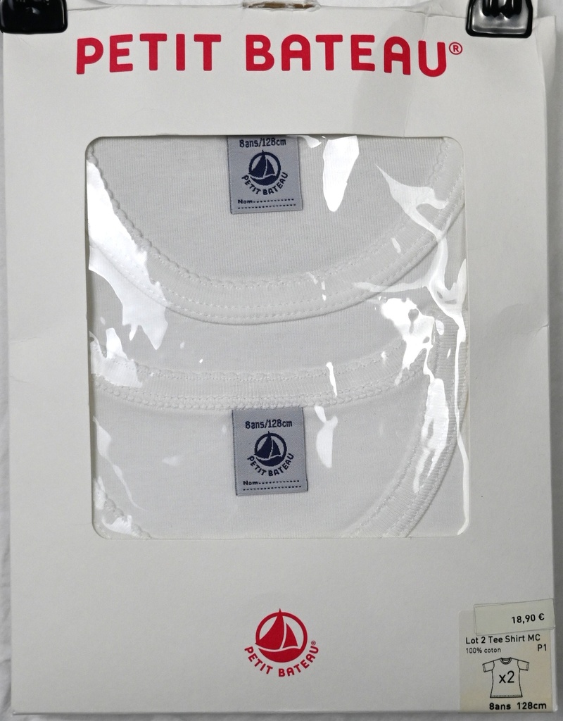 [BLE022] Set van 2 onderhemdjes, Petit Bateau, 8 jaar